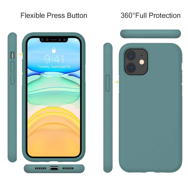 Miracase Designed for iPhone 11 Phone Case, with Screen Protector, Liquid Silicone Gel Rubber Full Body Drop Protection Shockproof Cover Phone Case for iPhone 11 6.1 inch, Midnight Green - Image 5